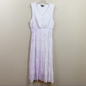 J Gee Floral Tiered Ombre Lavender/White Sleeveless Maxi Dress